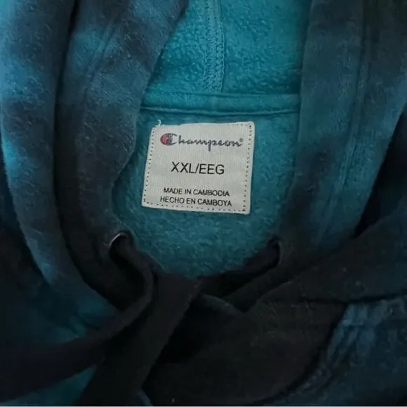 Champion Blue Tie-Dye Men's Women's Kids Hoodie size XXL - Picture 6 of 9